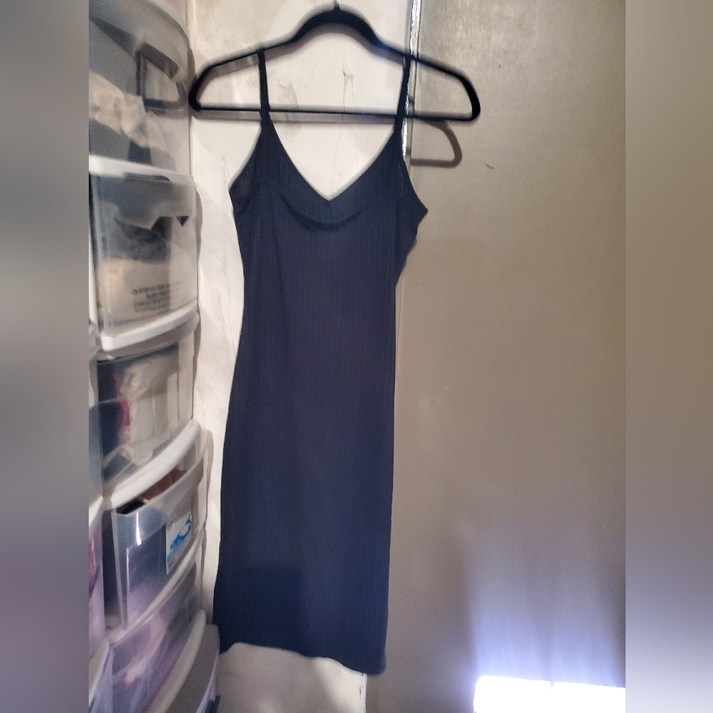 SHEIN Black Ribbed Dress Large 8 - 10 NWOT